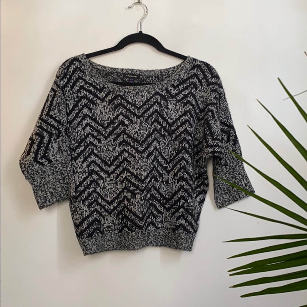 Retro 1/2 sleeve salt and pepper sweater